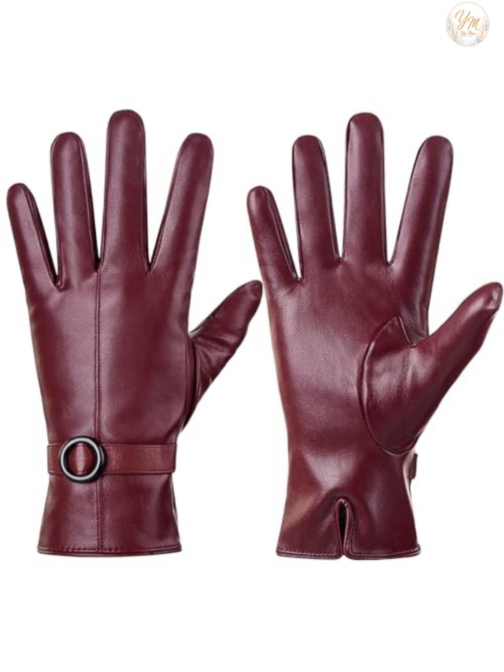 Cashmere Lined PU Leather Winter Gloves Touchscreen Warm